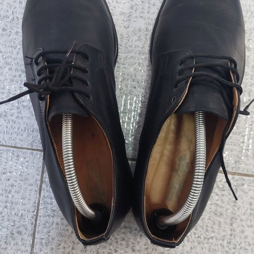 Leather military shoes size 45, classic style, black, like new