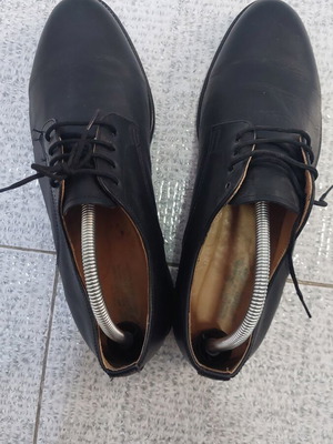 Leather military shoes size 45, classic style, black, like new