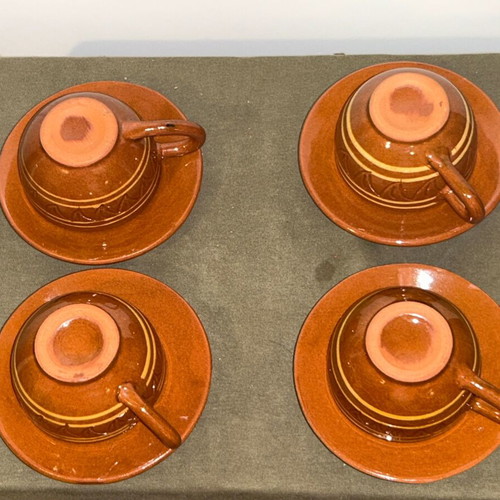 Vintage Bulgarian Ceramic Tea Set Troyan Pottery, 10 pieces, like new