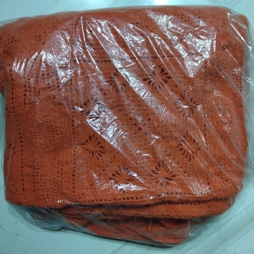 Handmade knitted blanket orange 2.30x2.20 with pillow 45x45, new