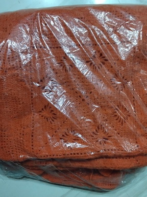 Handmade knitted blanket orange 2.30x2.20 with pillow 45x45, new