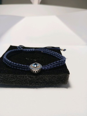 Macrame Bracelet Silver 925 with London Blue Topaz 5x7 and double zircon row new
