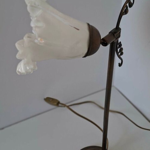 Bronze table lamp used with white Murano Franco Luce glass