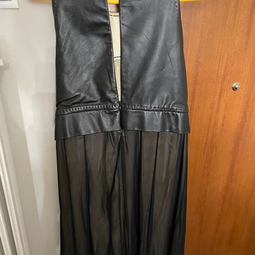 Rococo dress like new, leather halter bust, satin champagne double fabric