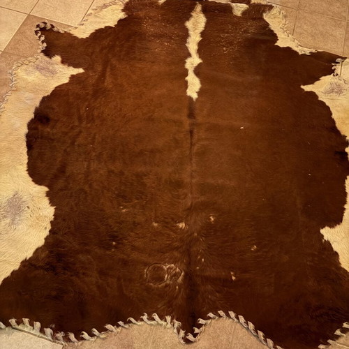 Rug used, genuine leather, 2.20 x 2.00 m