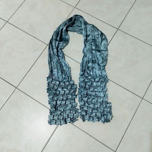 Beautiful pashmina scarf in mint green with embossed flowers