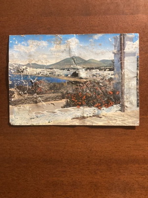 Vintage ελληνική καρτ ποστάλ της Πάρου με μερική θέα, written but not mailed