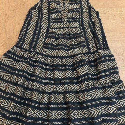 NEMA Resort Wear dress black with gold embroidery, M