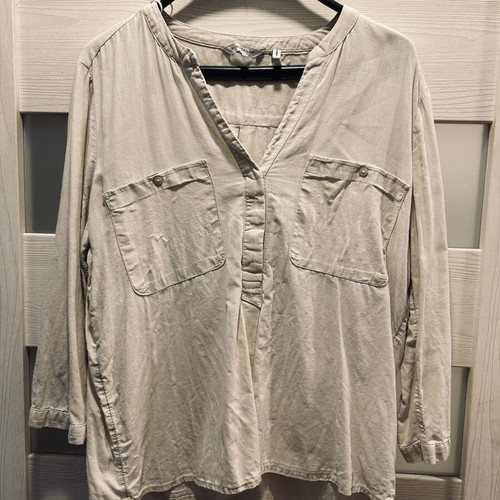 Tom Tailor linen women's shirt tunic size 40 L beige cream like new