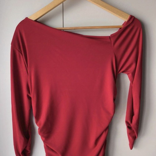 Women's red dress with gathers like new, size M