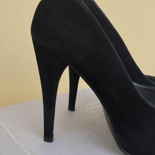 Suede shoes with animal print design used, size 37, platform heels
