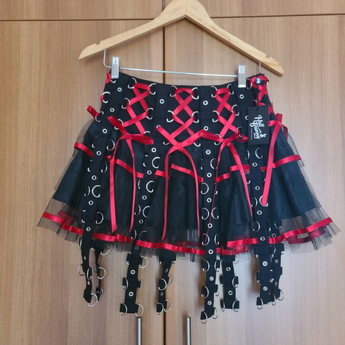 Hell Bunny Chai Mini Skirt XS new, black and red