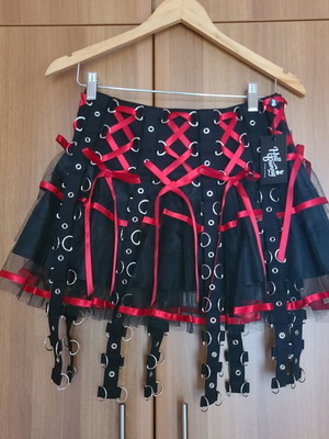 Hell Bunny Chai Mini Skirt XS new, black and red