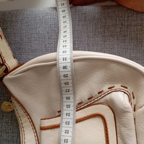 Lancel vintage original shoulder bag used, ecru color