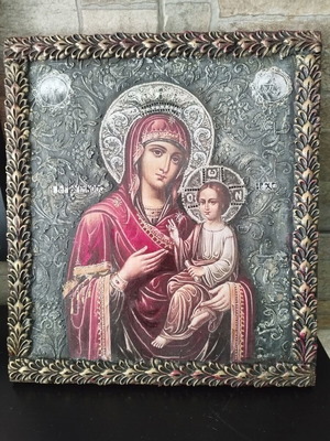 Handmade icon of Panagia new, size 30x35