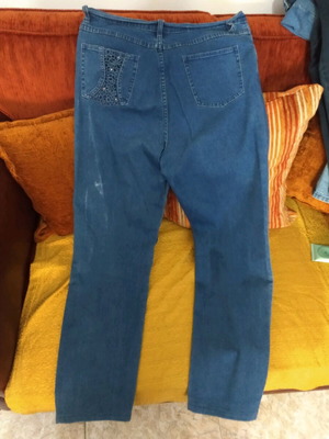 Παντελόνι τζιν Lafenier σαν καινούργιο, μέγεθος 31, μπλε με κρύσταλλα Swarovski