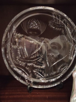 Bohemian crystal platter new