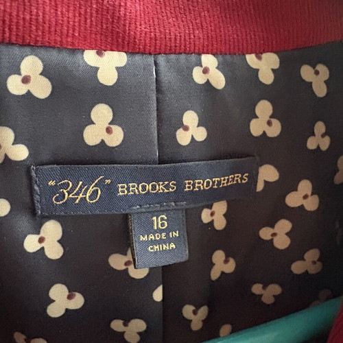 Brooks Brothers 346 Βελούδινο Σακάκι Μπορντό Μέγεθος 16 Σαν Καινούργιο