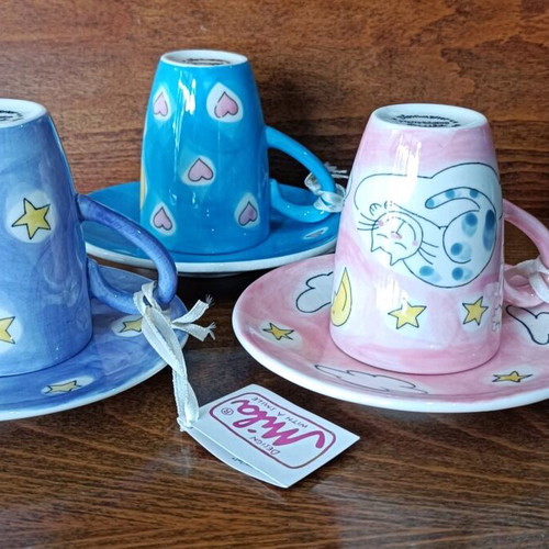Espresso cups set of 6 Mila with cats new