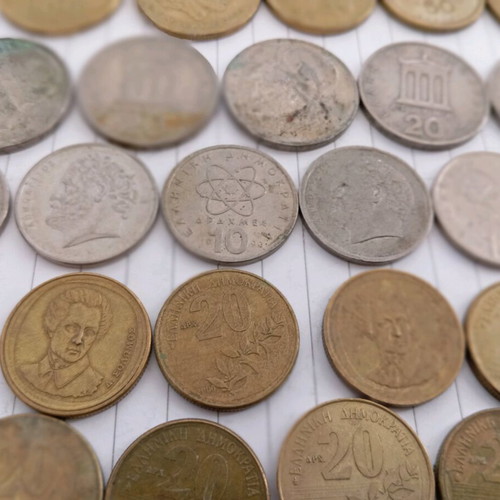 Pack of used Greek and foreign coins