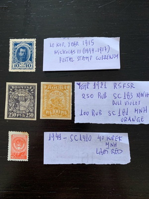 Russian stamps mint, 4 pcs from 1915 to 1949