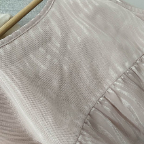 Mina UK Mini Dress blush pink silk-look ruffles size M like new