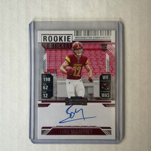 Panini Contenders Football 2024 Luke McCaffrey Rookie Ticket On Card Auto new