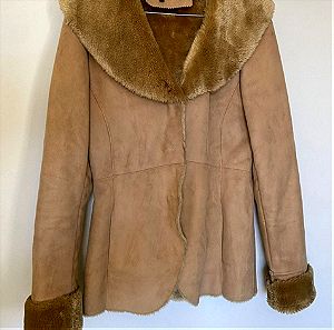 Zara Brown winter coat with fake fur inside Size M