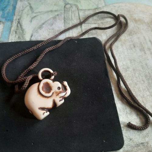Elephant Necklace new, two-sided bone pendant