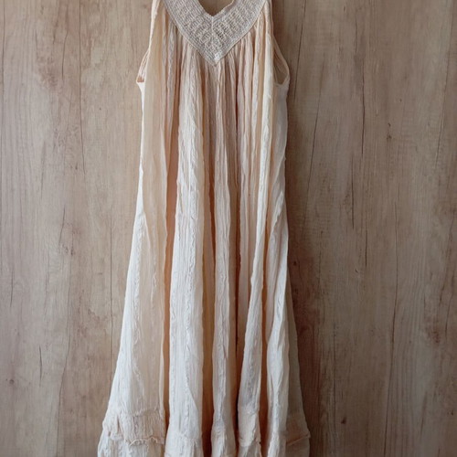 Dress one size beige like new, 80% cotton 20% viscose