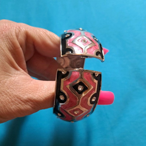 Ethnic metal bracelets new, set of 3 with rhinestones in pastel colors