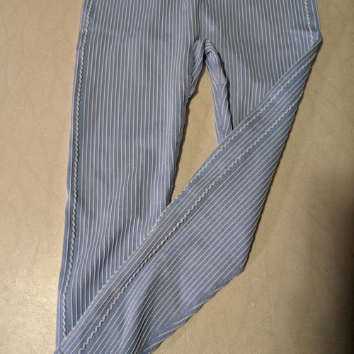 Fitness set baby blue leggings and grey top with blue details like new