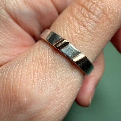 Handmade ring silver 999 and 14K like new, vintage minimal