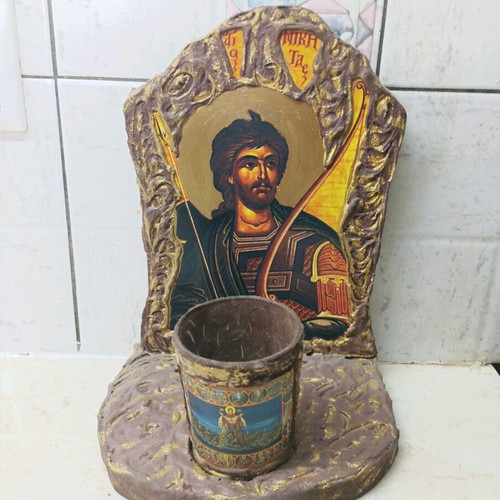 Χειροποίητο καντιλι με εικόνα Αγίου Νικίτα 25x16 καινούργιο