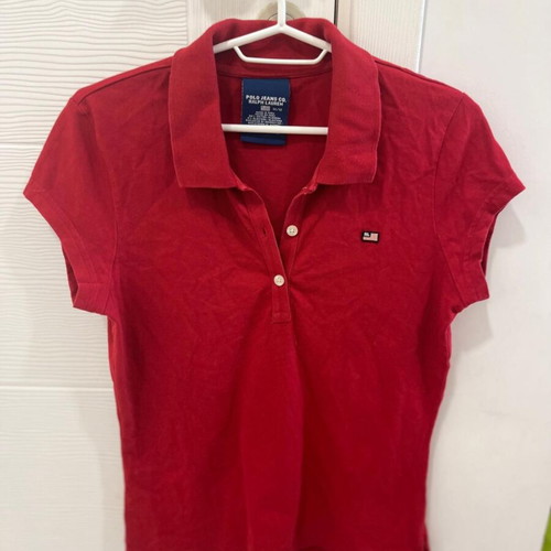Polo Jeans Co. Ralph Lauren Women's Polo Shirt Size Medium Used Red Logo