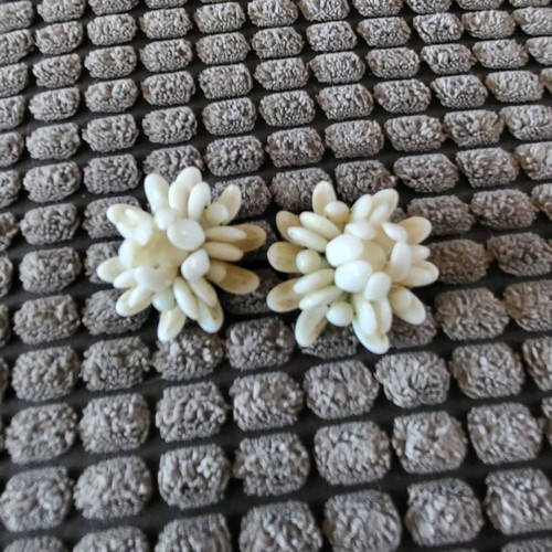 Vintage white clip-on earrings used, old style