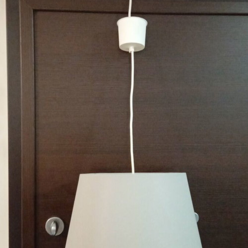 Ceiling light with grey and white lampshade