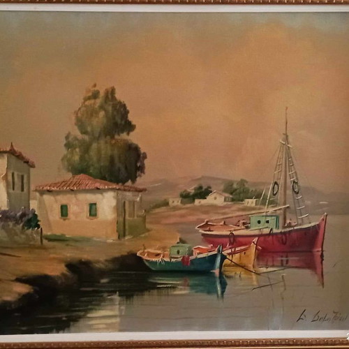 Oil painting on canvas by D. Dimitriou used 76x96 with large frame