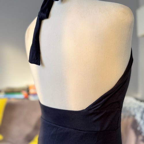 JLo long backless dress new, black, size M