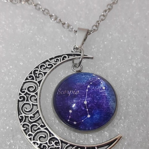 Scorpio Zodiac Pendant with Crescent Moon, like new