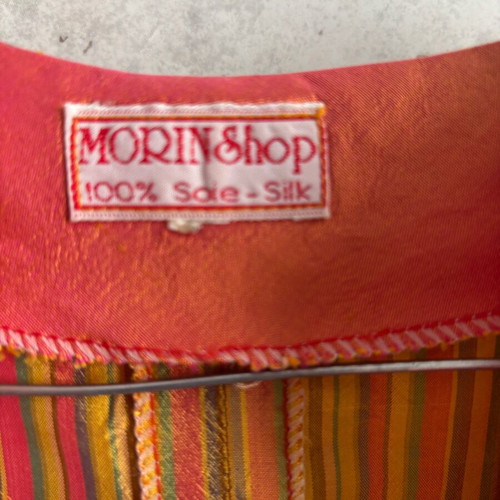 Silk sleeveless top M like new, orange and yellow striped