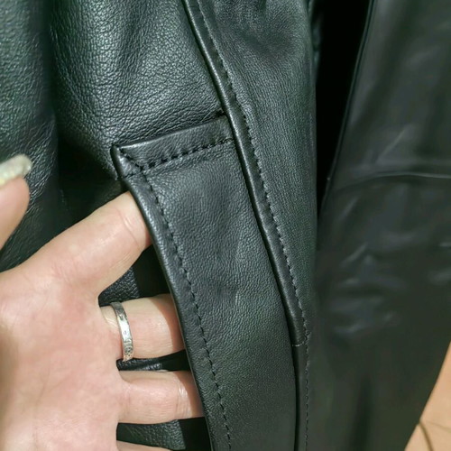 Leather men's long coat like new, black, size XL