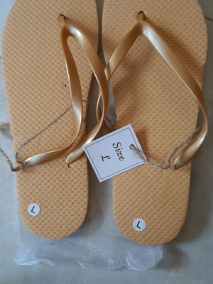 Flip flops new gold color, size 40