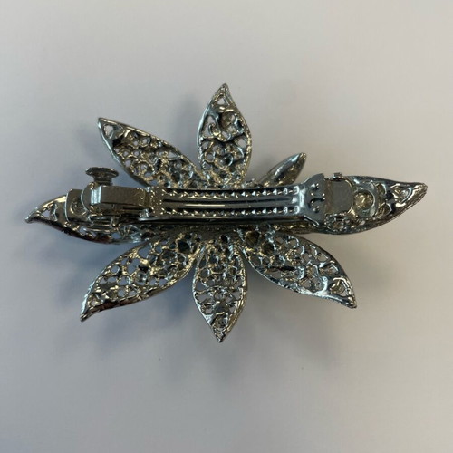 Hair Clip Flower with Strass like new, green and silver