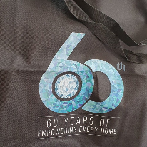 Tupperware 60 Years Anniversary Tote Bag Large Fabric with Hard Bottom