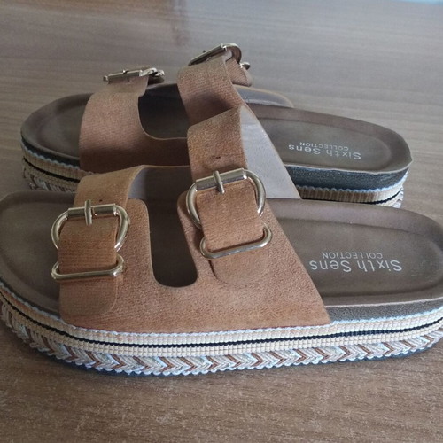 Platform sandals size 37 used, beige, soft and comfortable