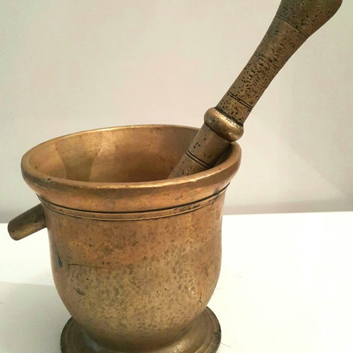 Vintage brass mortar used