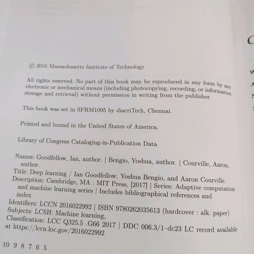 Deep Learning book MIT Press like new, English