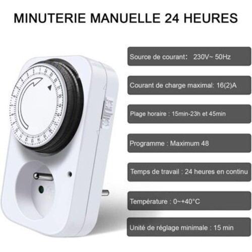 PureTime Mechanical Timer Power Outlet 3500W, 15-minute steps
