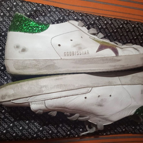 Golden Goose Superstar sneakers like new, size 38, white and green